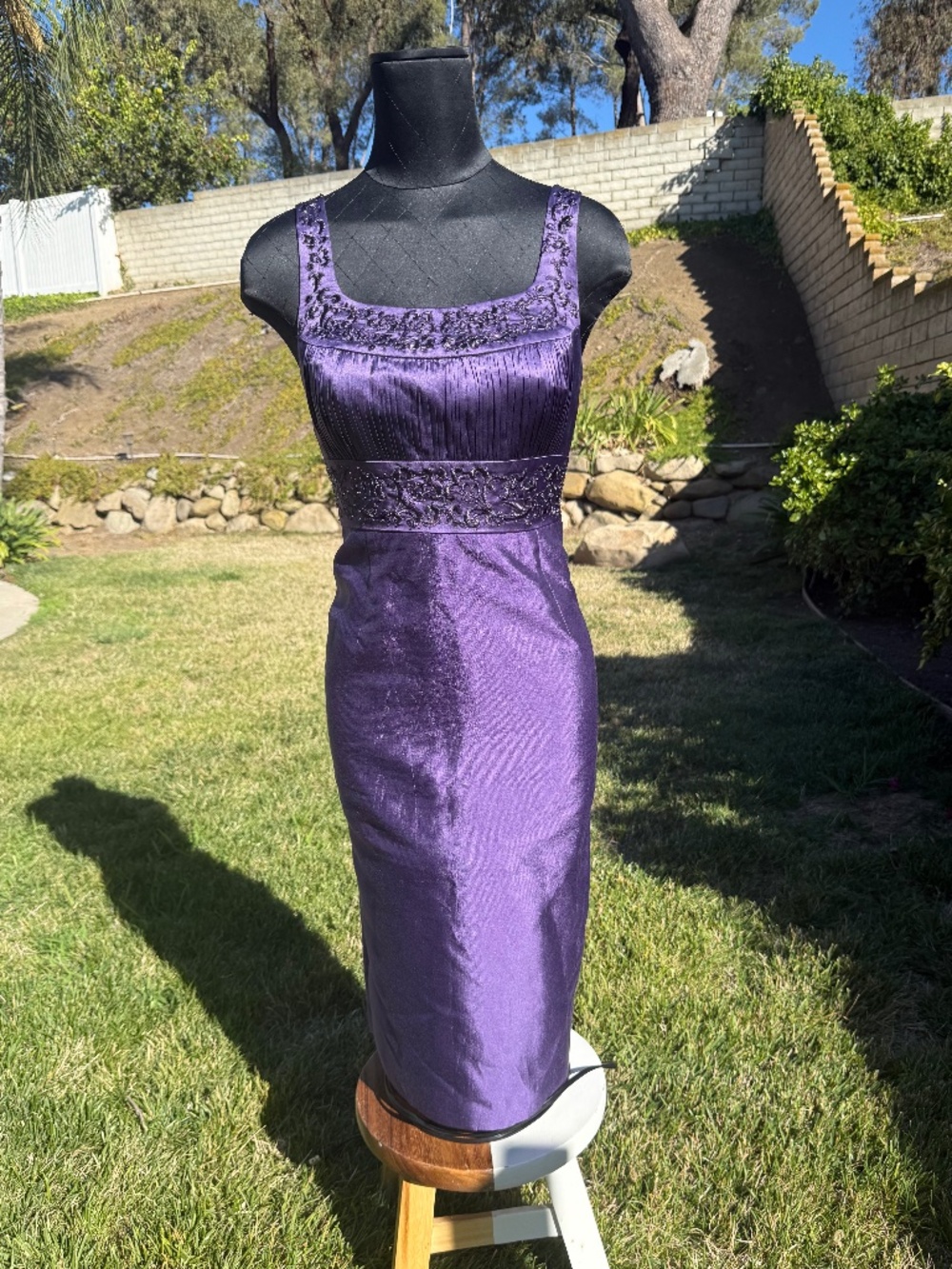 Adrianna Papell Occasions 100% Silk Beaded Midi Dress - Picture 2 of 8